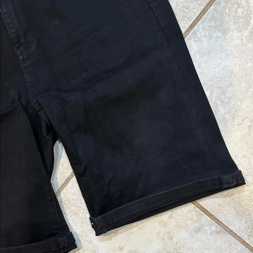 Judy Blue High Waist Black Denim Bermuda Midi Denim Jean Shorts L Jorts